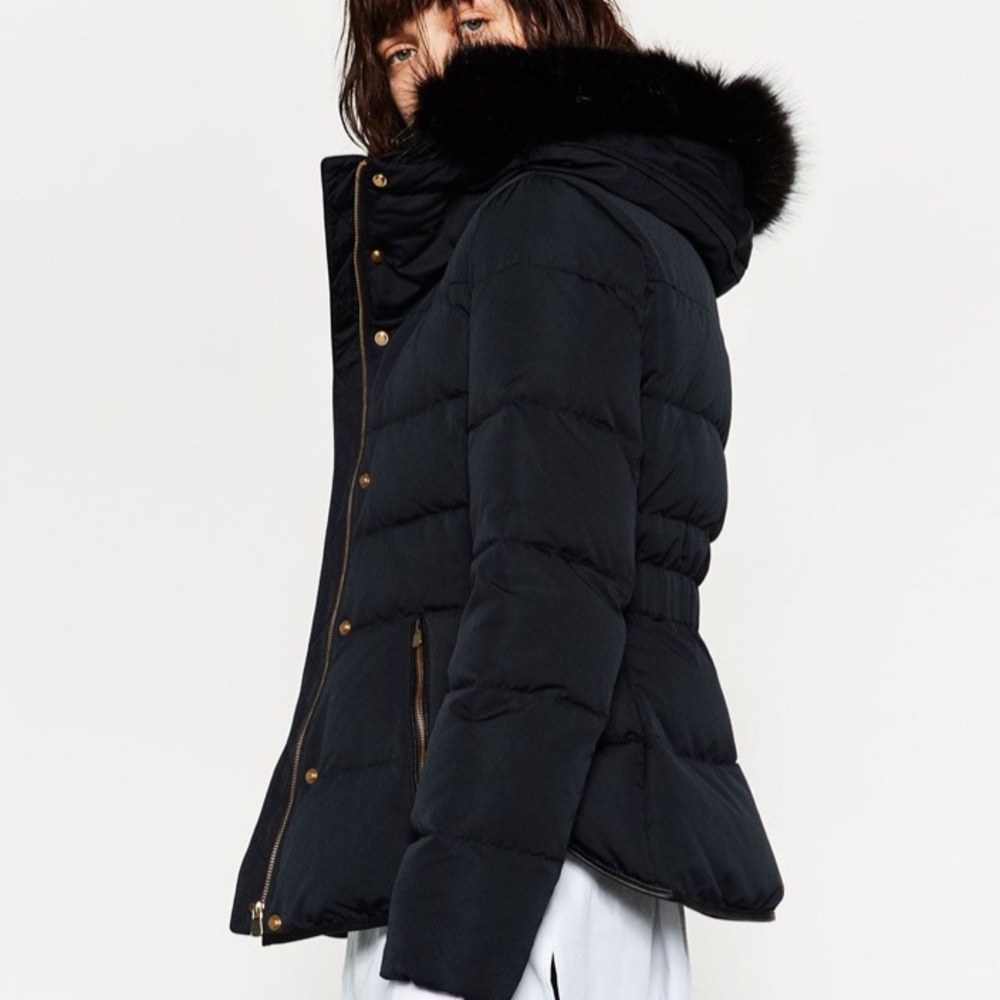 ZARA duck down anorak quilted puffer coat